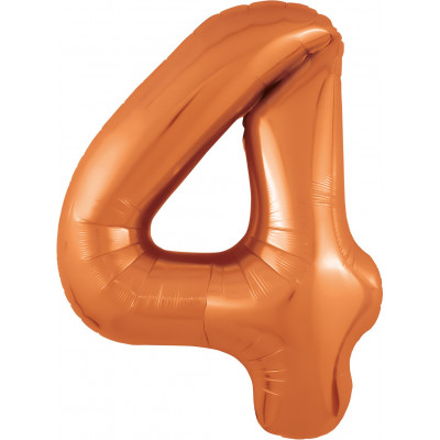 Шар (40''/102 см) Цифра, 4 Slim, Папайя, 1 шт. в уп. 
