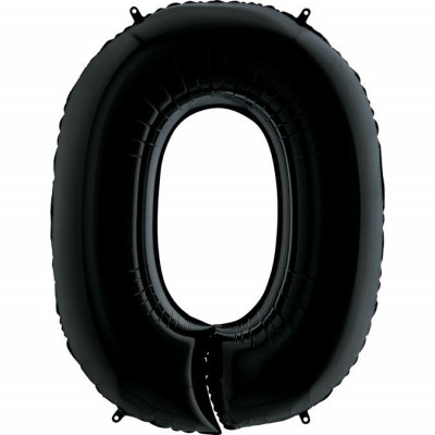 Шар (40''/102 см) Цифра, 0, Черный, 1 шт. 