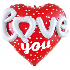 Шар (25''/64 см) Сердце, 3D Love (признание в любви), Красный, 1 шт. в уп. 