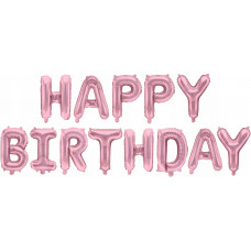 Набор шаров-букв (16''/41 см) Мини-Надпись "Happy Birthday", Светло-розовый, 1 шт. в уп. 