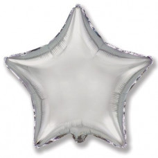 Шар (9''/23 см) Мини-звезда, Серебро, 1 шт. 