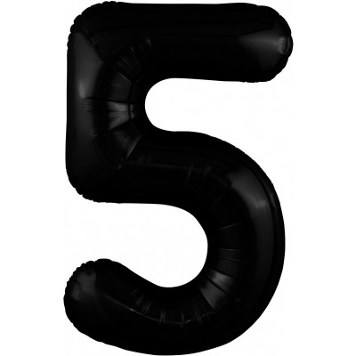 Шар (40''/102 см) Цифра, 5 Slim, Черный блеск, 1 шт. в уп. 