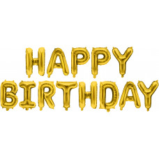 Набор шаров-букв (16''/41 см) Мини-Надпись "Happy Birthday", Золото, 1 шт. в уп. 