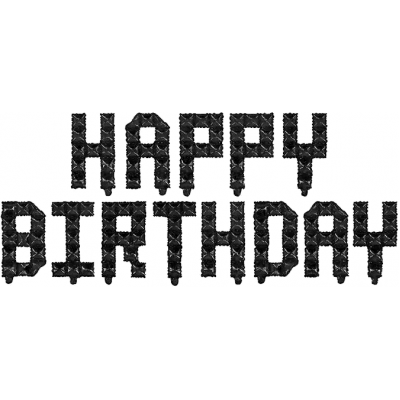 Набор шаров-букв (16''/41 см) Мини-Надпись "Happy Birthday", Пиксели, Черный, 1 шт. в упак. 
