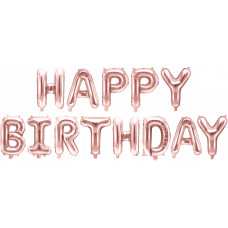 Набор шаров-букв (16''/41 см) Мини-Надпись "Happy Birthday", Розовое Золото, 1 шт. в уп. 