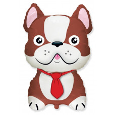 Шар (12''/30 см) Мини-фигура, Бульдог, Коричневый, 1 шт. 