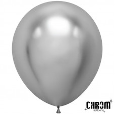 Шар (18''/46 см) Серебро, хром, 10 шт.