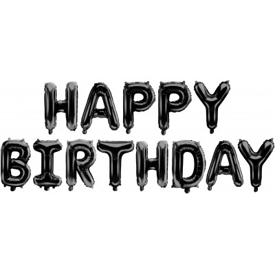 Набор шаров-букв (16''/41 см) Мини-Надпись "Happy Birthday", Черный, 1 шт. в уп. 